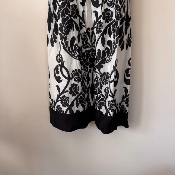 Ann Taylor Black & White Damask Print Spaghetti Strap Dress Size 8 - Picture 5 of 13